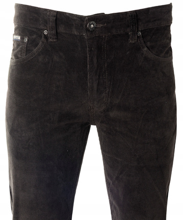 Spodnie męskie klasyczne materiałowe sztruksowe brązowe proste nogawki - St. Leon