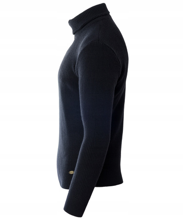 Sweter męski półgolf krótkie zapięcie na zamek granatowy klasyczny - Devanti