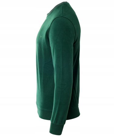 Bluza męska z okrągłym dekoltem pod szyję bawełniana zielona gładka klasyczna - Reymo
