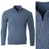 Sweter męski półgolf krótkie zapięcie na zamek niebieski we wzór klasyczny - Devanti