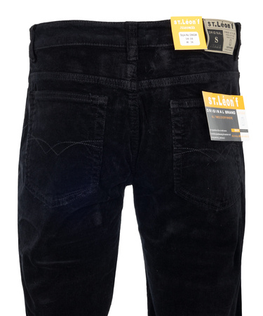 Spodnie męskie klasyczne materiałowe sztruksowe czarne L30 i L32 - St. Leon