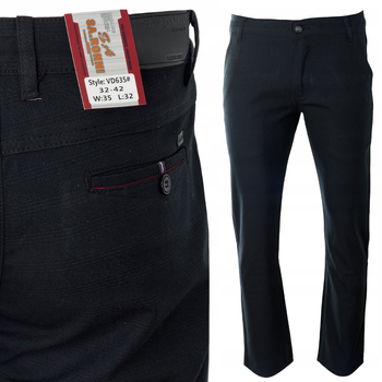 Spodnie męskie materiałowe czarne kratka prosty krój wizytowe eleganckie - Sa. Ronni