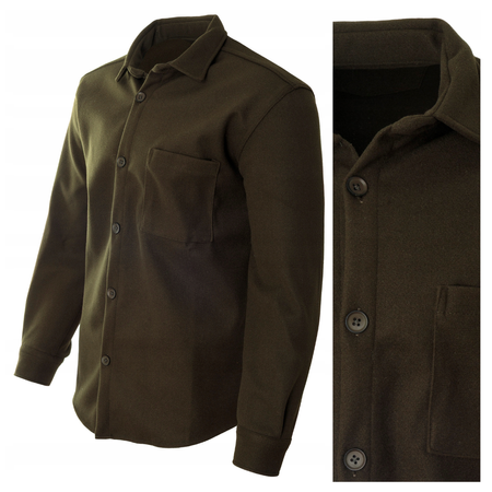 Koszula męska casualowa polarowa zielona ciepła turecka - Redline