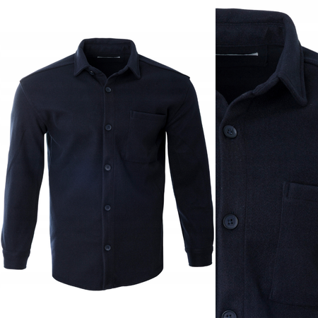 Koszula męska casualowa polarowa granatowa ciepła turecka - Redline