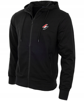 Bluza męska rozpinana czarna z kapturem i kieszeniami - Must