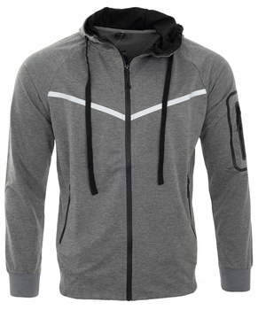 Bluza męska rozpinana szara z kapturem - Must