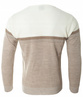 Sweter męski z okrągłym dekoltem na krótki zamek beżowo-biały klasyczny - Devanti