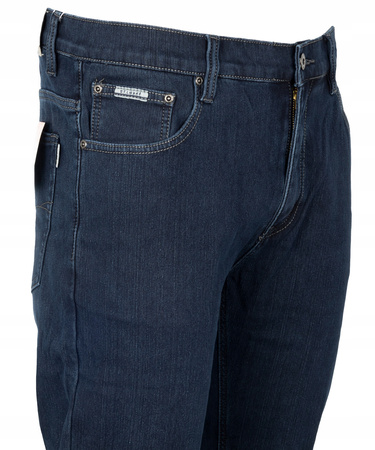 Męskie jeansy granatowe ocieplane proste nogawki klasyczne elastyczne - proste