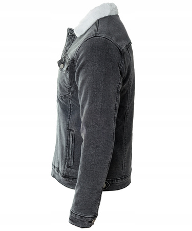 Katana męska jeansowa ocieplana futerkiem kurtka szara - Gamello
