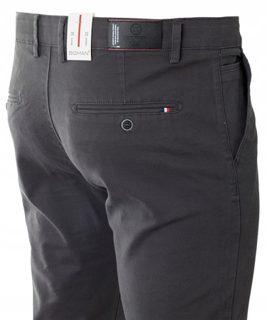 Spodnie męskie materiałowe ciemno-szare prosty krój bawełniane wizytowe eleganckie - Bigman