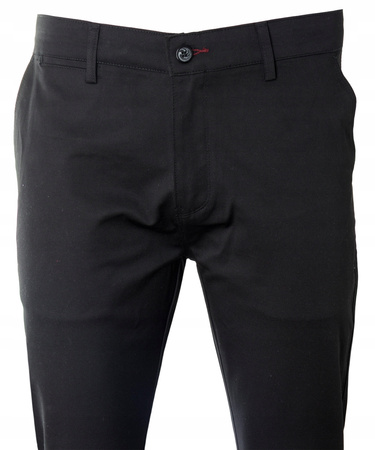 Spodnie męskie materiałowe czarne prosty krój bawełniane wizytowe eleganckie - Bigman