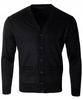 Sweter męski kardigan zapinany na guziki jesienny V-dekolt czarny gładki wełniany - Devir Orme