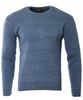 Sweter męski z okrągłym dekoltem niebieski wzór wełniany klasyczny - Devanti