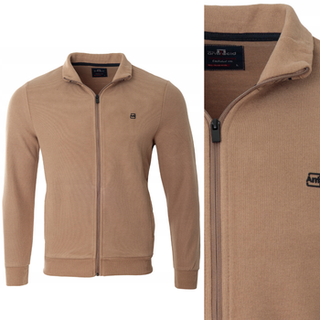 Bluza męska beżowa rozpinana na zamek ze stójką kieszenie bawełniana welurowa Antracid