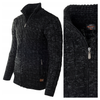 Sweter męski półgolf rozpinany jesienny czarny ze wzorem wełniany ciepły - Devanti 
