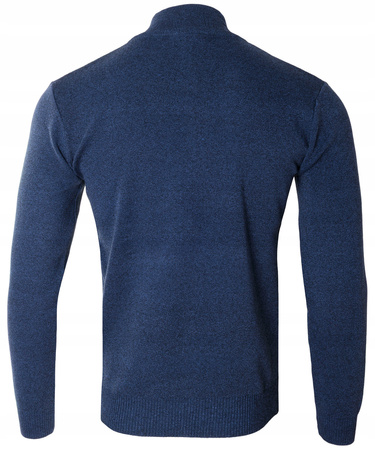 Sweter męski rozpinany krótki zamek ciemno-niebieski półgolf - Must