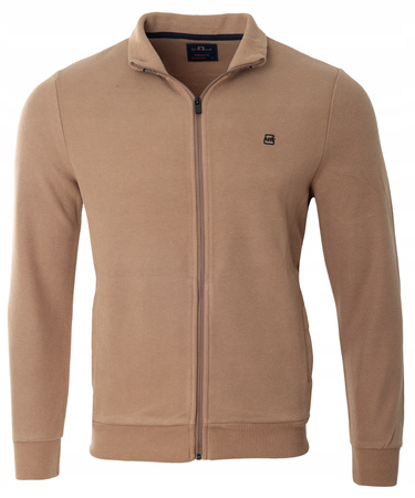 Bluza męska beżowa rozpinana na zamek ze stójką kieszenie bawełniana welurowa Antracid