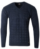 Sweter męski granatowy dekolt w serek V wzór kratka wełniany turecka Devanti