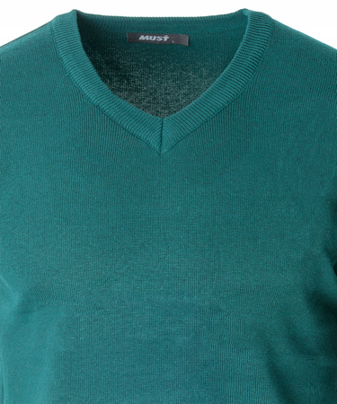 Sweter męski z dekoltem w serek V-dekolt zielony - MUST