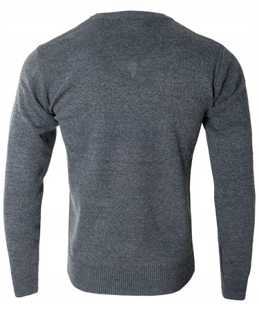 Sweter męski z dekoltem w serek V-dekolt ciemno-szary - MUST