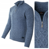 Sweter męski półgolf krótkie zapięcie na zamek niebieski we wzór klasyczny - Devanti