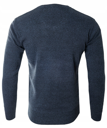 Sweter męski z dekoltem w serek V-dekolt granatowy - MUST