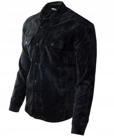 Koszula męska casual sztruksowa czarna ciepła - Redline
