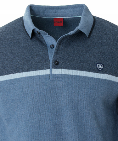 Bluza męska niebieska z kołnierzykiem polo na guziki ze ściągaczami elastyczna - Dynamic