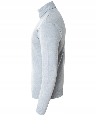 Golf męski sweter jasnoszary wizytowy elegancki - MUST