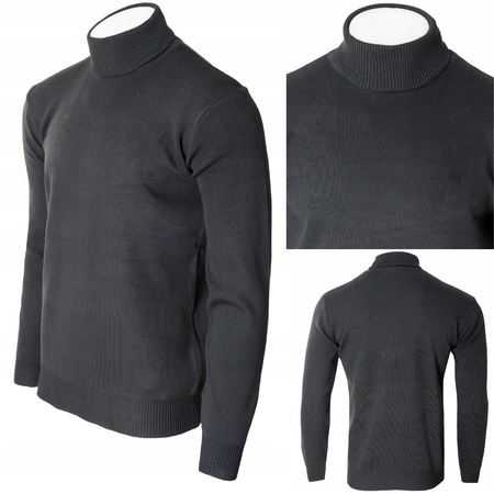 Golf męski sweter ciemno-szary wizytowy elegancki - MUST