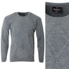 Sweter męski z okrągłym dekoltem szary wzór geometryczny wełna klasyczny - Devanti