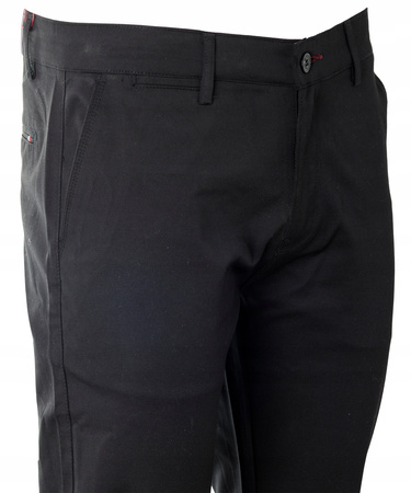 Spodnie męskie materiałowe czarne prosty krój bawełniane wizytowe eleganckie - Bigman