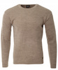 Sweter męski z okrągłym dekoltem brązowy wełniany klasyczny - Devanti