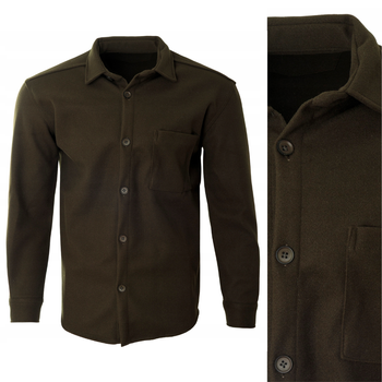 Koszula męska casualowa polarowa zielona ciepła turecka - Redline