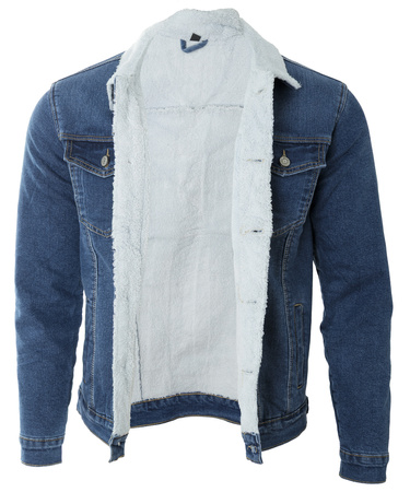 Katana męska jeansowa ocieplana futerkiem kurtka niebieska - Gamello