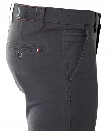 Spodnie męskie materiałowe ciemno-szare prosty krój bawełniane wizytowe eleganckie - Bigman