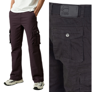 Spodnie Męskie Bojówki ITENO - Szare Marengo, 100% Bawełna, Idealne na Wiosnę i Jesień, Pasek Materiałowy Gratis