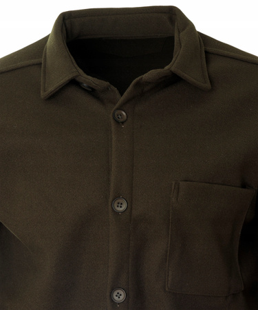 Koszula męska casualowa polarowa zielona ciepła turecka - Redline