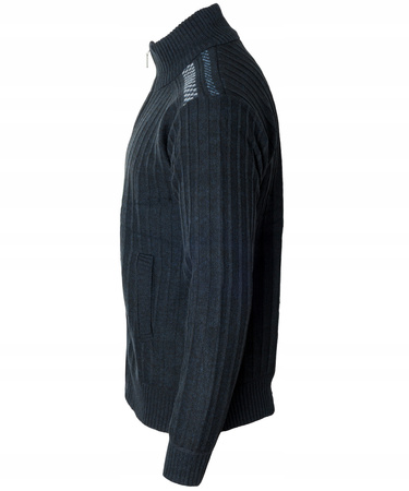 Sweter męski rozpinany ocieplany polarem jesienny granatowy ze wzorem 