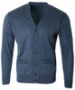 Sweter męski kardigan zapinany na guziki jesienny V-dekolt ciemno-niebieski gładki wełniany - Devir Orme