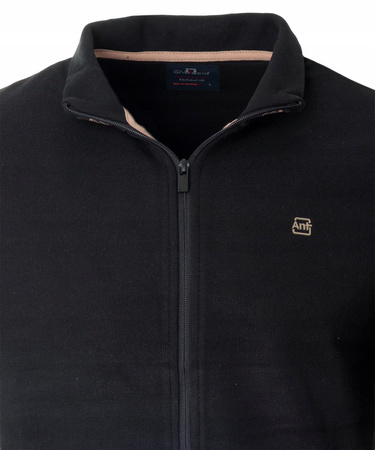 Bluza męska czarna rozpinana na zamek ze stójką kieszenie bawełniana welurowa Antracid