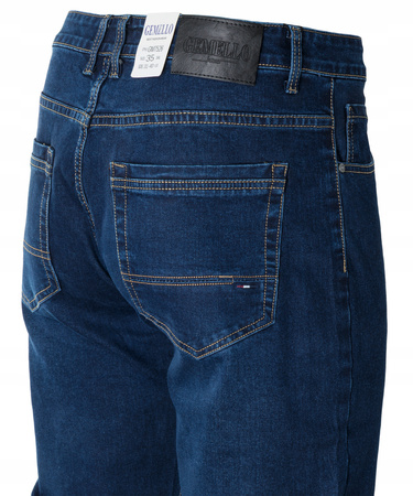 Spodnie jeansy męskie granatowe proste nogawki bawełniane klasyczne - Gemello