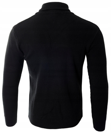 Sweter męski półgolf krótkie zapięcie na zamek czarny klasyczny - Devanti