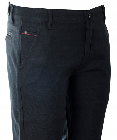 Spodnie męskie materiałowe czarne kratka prosty krój wizytowe eleganckie - Sa. Ronni