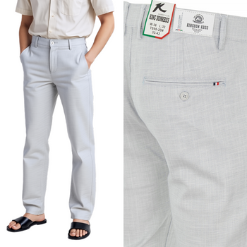 Spodnie męskie materiałowe cienkie jak len szare - King Bonkbss