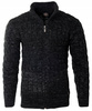 Sweter męski półgolf rozpinany jesienny czarny ze wzorem wełniany ciepły - Devanti 