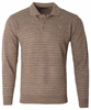 Bluza męska z kołnierzykiem polo na guziki brązowa wzór w pasy ze ściągaczami bawełniana - Reymo
