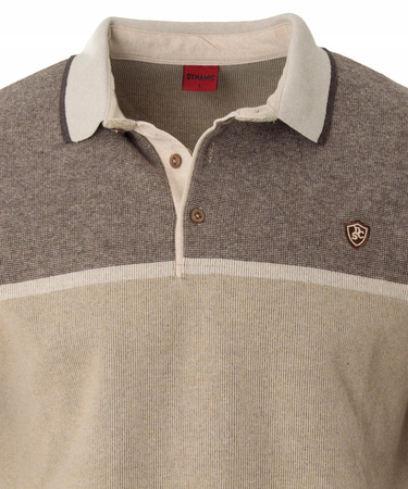Bluza męska beżowa z kołnierzykiem polo na guziki ze ściągaczami elastyczna - Dynamic