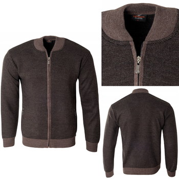 Bluza męska brązowa rozpinana na zamek wełniana dwie kieszenie na zamek - Devanti