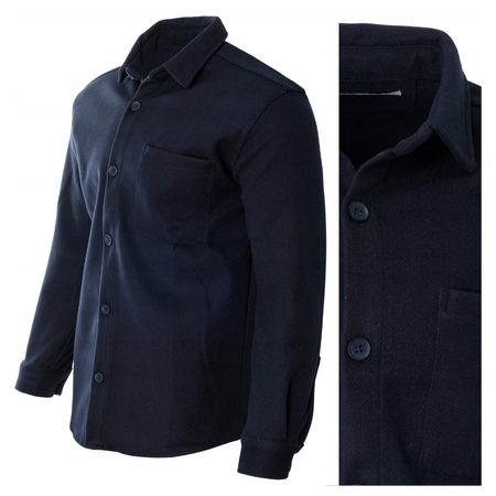 Koszula męska casualowa polarowa granatowa ciepła turecka - Redline